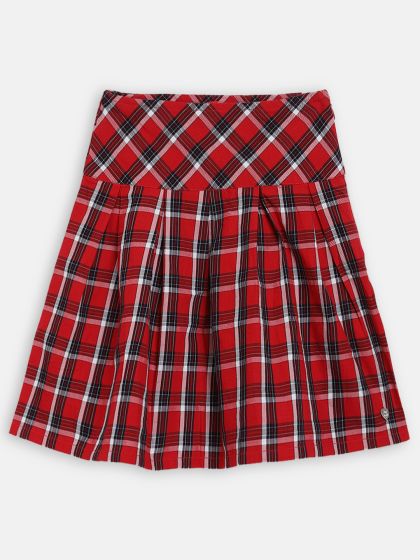 Older Girls Red and Black Check Skirt  Peacocks