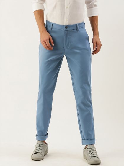 Navy Linen Chino Trousers 