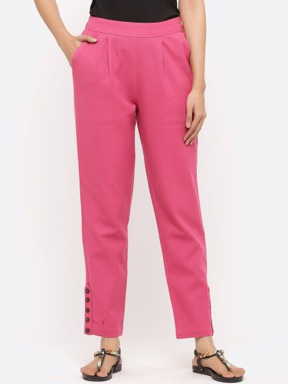 Buy Naari Women Cream Coloured Slim Fit Solid Cigarette Trousers  Trousers  for Women 7761581  Myntra