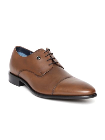Buy Louis Philippe Men Brown Leather Textured Formal Oxfords