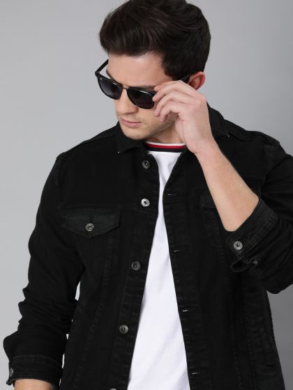 Buy High Star Men Black Solid Denim Jacket - Jackets for Men 11275832