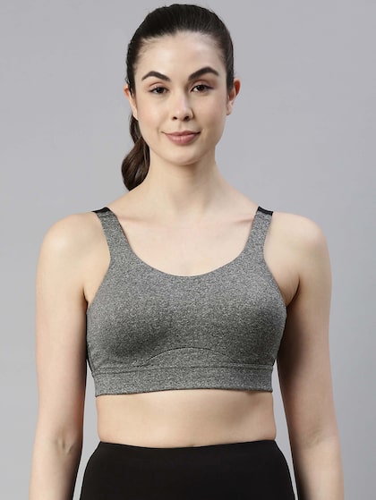 Buy Friskers Grey Solid Non Wired Lightly Padded Sports Bra OO