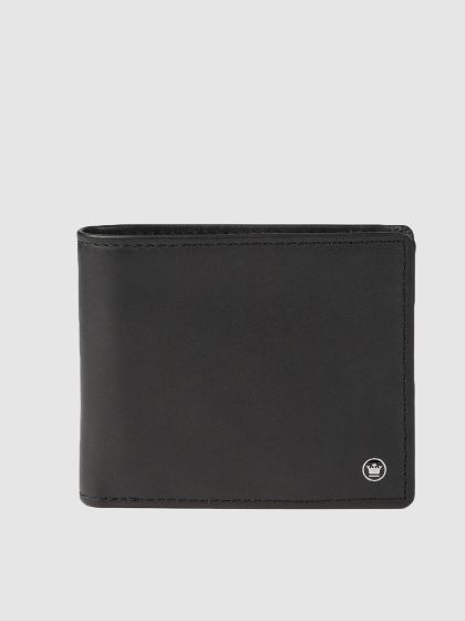 Buy Louis Philippe Men Black Solid Two Fold Leather Wallet