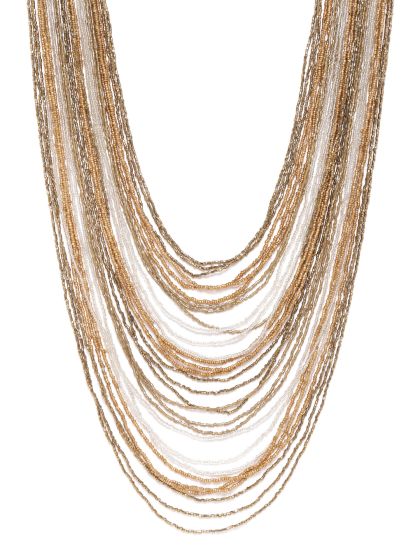 Voylla multi layered chain necklace online in gold tone for women