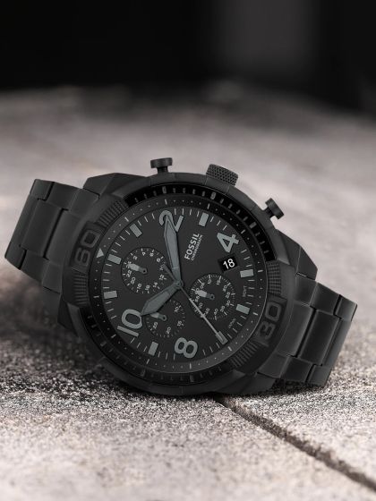 Bronson Chronograph Black Stainless Steel Watch - FS5712 - Fossil