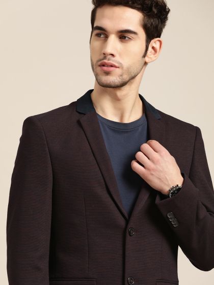 Mens suede top blazer jacket black
