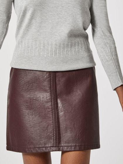 brown leather skirt petite