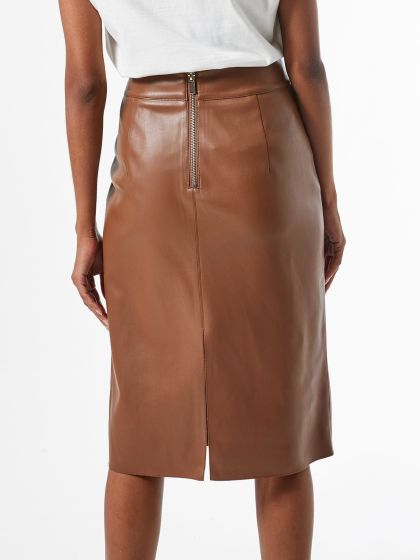 brown leather skirt petite