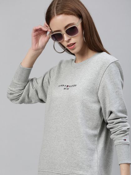 tommy hilfiger grey sweatshirt womens