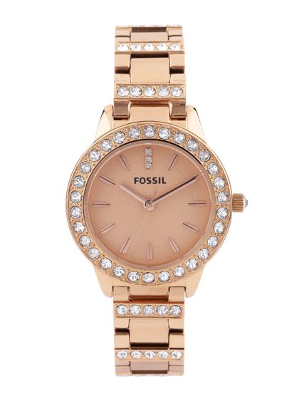 Fossil Women Rose Gold Toned Dial Watch 