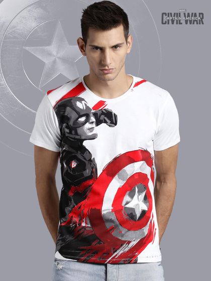 Captain america t shirt myntra clearance