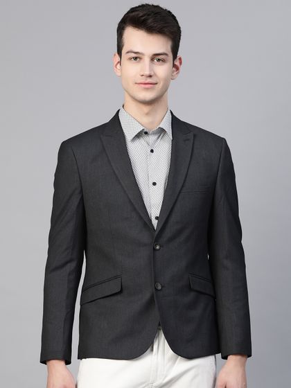 Black textured blazer mens clearance