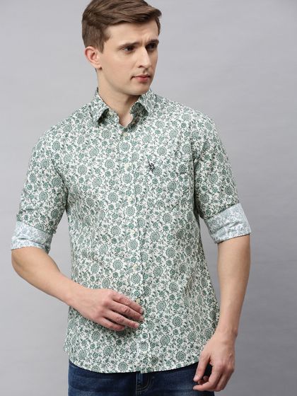 Blue Printed Casual Shirt - Shirts 
