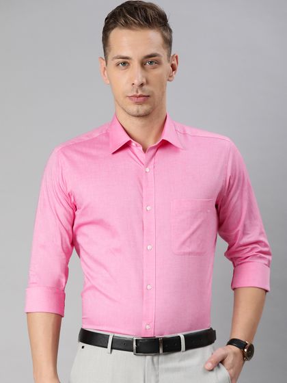 Buy Raymond Men Pink Regular Fit Solid 