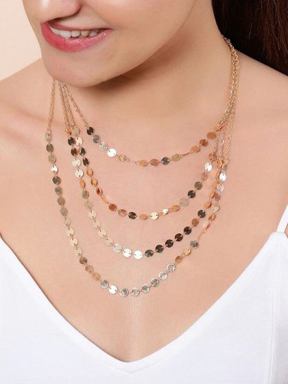 Buy Voylla Gold Toned Brass Tasselled Necklace Necklace And
