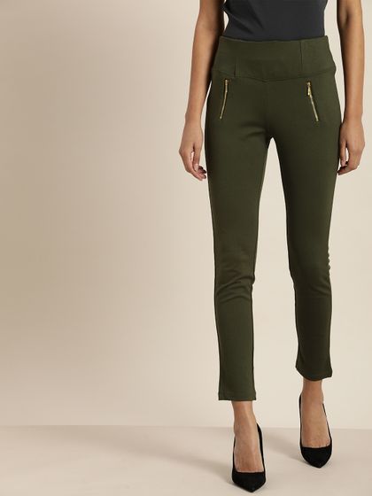 Buy Devis Women Olive Green Solid 