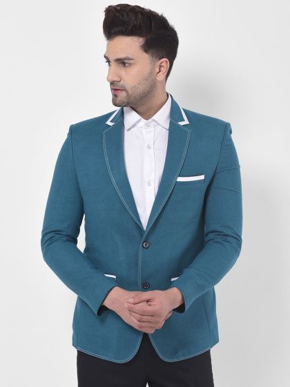 Buy Fort Collins Navy Off White Patterned Slim Fit Single