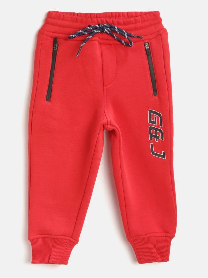 Buy Gini And Jony Boys Red Solid Fleece Lined Knitted Pure Cotton