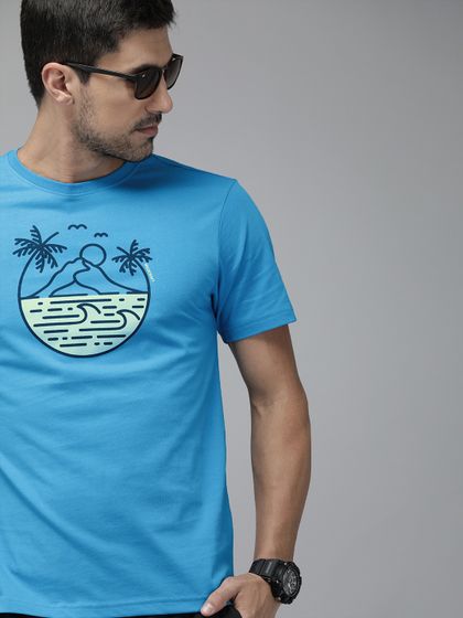 Buy Wildcraft Men Blue Printed M Crew 
