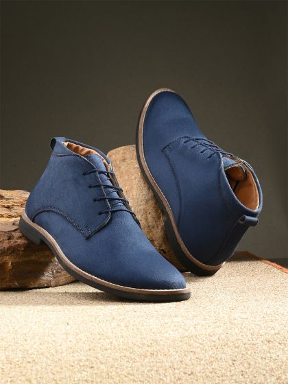 Mens blue leather sales chukka boots
