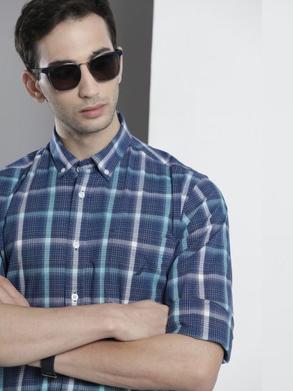 Buy Nautica Men Blue \u0026 Grey Regular Fit 