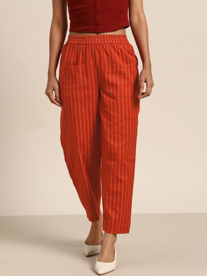 Orange striped trousers 2025