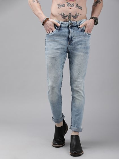 Buy Mufti Men Blue Skinny Fit Mid Rise 