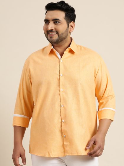 Sojanya (Since 1958), Men's Cotton Yellow Classic Formal Shirt