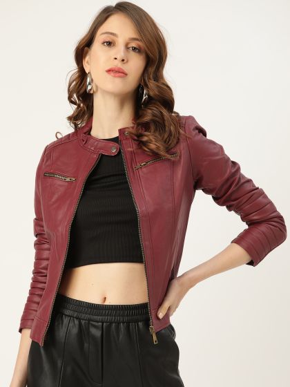 Buy Leather Retail Women Peach Coloured Embroidered Detail