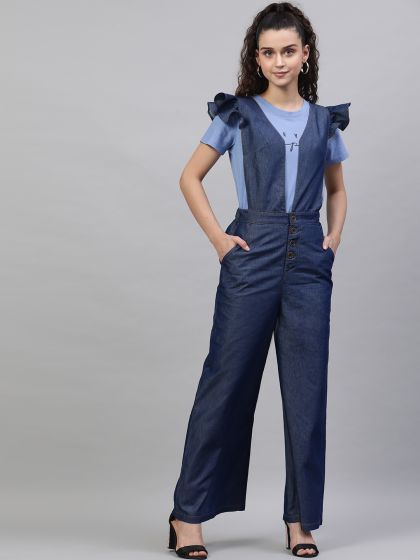 Girls Blue Denim Jumpsuit with front Zip – Stylestone