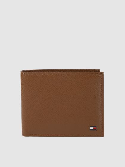 Buy Tommy Hilfiger Men Tan Typography Leather Two Fold Wallet