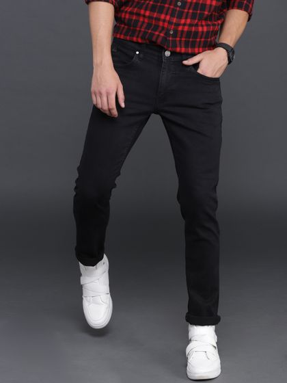 Buy JADE BLUE Men Black Slim Fit Mid 