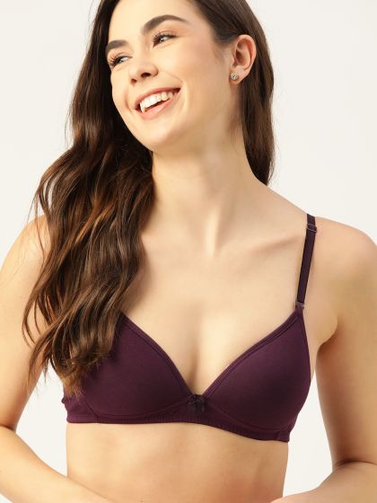 Buy DressBerry Black Solid Non Wired Lightly Padded T Shirt Bra