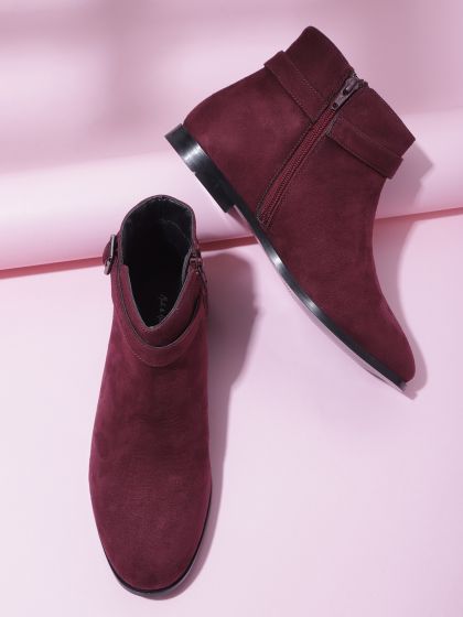 Burgundy flat boots womens store