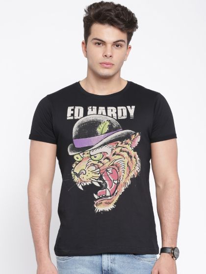 Buy Ed Hardy Men Burgundy Printed Round Neck T Shirt Tshirts For Men Myntra