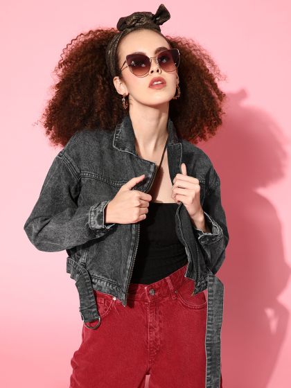 Black hacked sales denim jacket