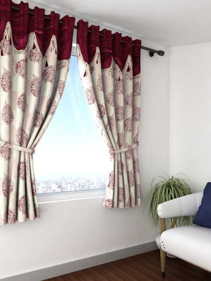 Buy Cortina Set Of 2 Cream Coloured Brown Printed Window Curtains Curtains And Sheers For Unisex 1461628 Myntra Unfollow purple and cream curtains to stop getting updates on your ebay feed. myntra