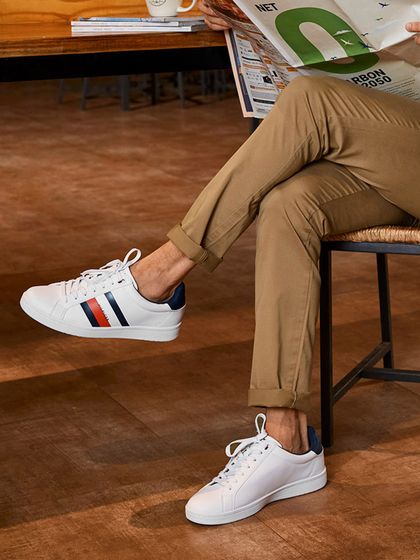 tommy hilfiger men white solid sneakers