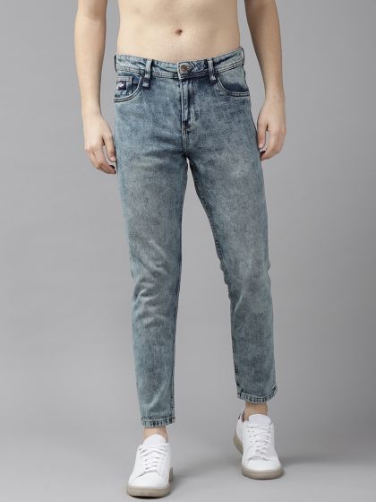 Buy LOCOMOTIVE Men Blue Slim Tapered Fit Mid Rise Slash Knee