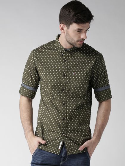 tommy hilfiger olive green shirt