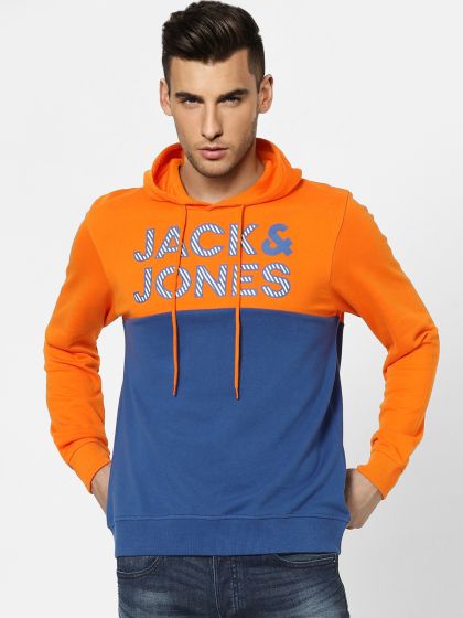 Buy Jack Jones Men Red Solid Hooded Sweatshirt With Typography