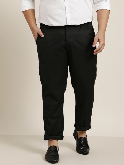 Buy John Pride Men Plus Size Black Cotton Formal Trousers