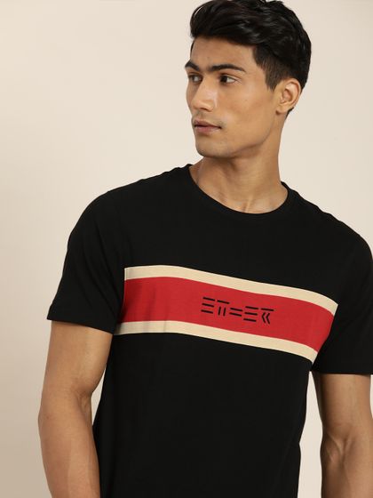 Buy Ether Men Black Grey Colourblocked 