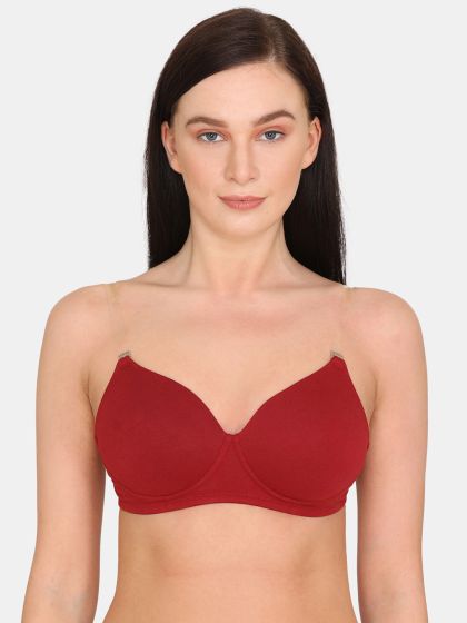 Cotton Rich Non-Wired T-Shirt Backless Bra With Transparent Multiway Straps  - Fashion