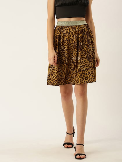 Buy FOREVER 21 Women Brown & Beige Animal Print A Line Mini Skirt - Skirts  for Women 9049287 | Myntra