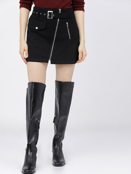 Buy Tokyo Talkies Women Grey Solid Mini Skirt - Skirts for Women 16814626