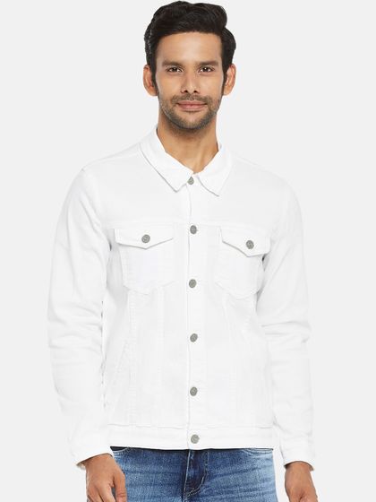 Jones Men Pink Solid Denim Jacket 