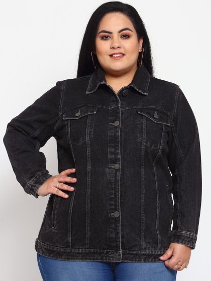 Plus size hot sale longline denim jacket
