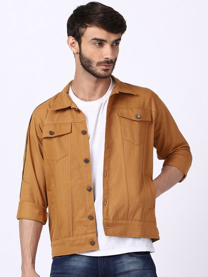 Mustard Yellow Solid Denim Jacket 