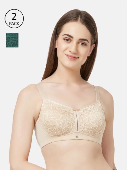 Buy Soie Full Coverage Cross Over Non Padded Non Wired Bra (Pack